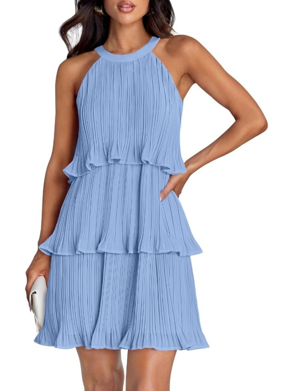 Summer Halter Ruffle Tiered Mini Dress for Women - Perfect Cocktail Party Outfit